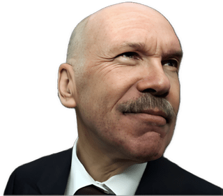 A reversed enhanced color photographic headshot cutout of a mustached Theo Verbeek with his head turned gard to his left wearing a dark suit jacket, white shirt, and tie used for visually identifying him.