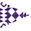 An enhanced image of a triangle pointing to the right with a geometric design of purple and white diamonds and triangles used as a bullet point.