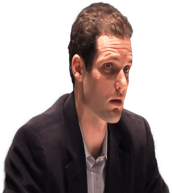 A reversed enhanced color photographic headshot cutout of a clean shaven John Whipple turned to his left wearing an open neck collared shirt under a dark brown sports coat used to visually identify him.