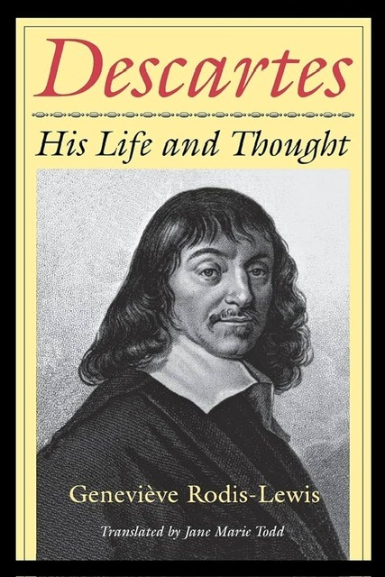 The yellow book cover with the Frans Hals portrait of Descartes centered on cover in black and white with the title in black font used to visually identify it.