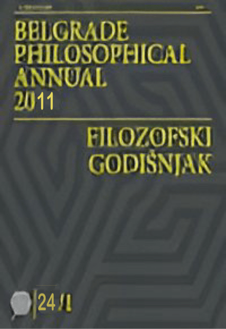 An enhanced color image of the dark gray and yellow font titles of the "Belgrade Philosophical Annual" (2011) used to visually identify it.