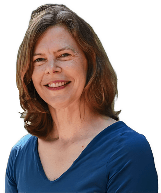 An enhanced color photographic headshot cutout of a smiling Alison Simmons wearing an open v-neck blue shirt with her head turned to her left is used for visual identification. 