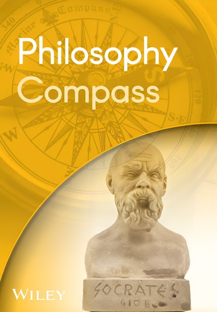 An enhanced yellow cover of the journal “Philosophy Compass” with a bust of Socrates in the lower right corner was used for visual identification.