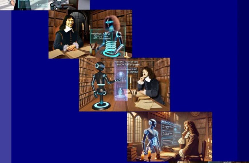 A ChatGPT 4o AI-generated [framed] graphic of a cascade of five depictions of René Descartes investigating the material falsity of ideas with ChatGPT (o1-preview) is used as a featured image.