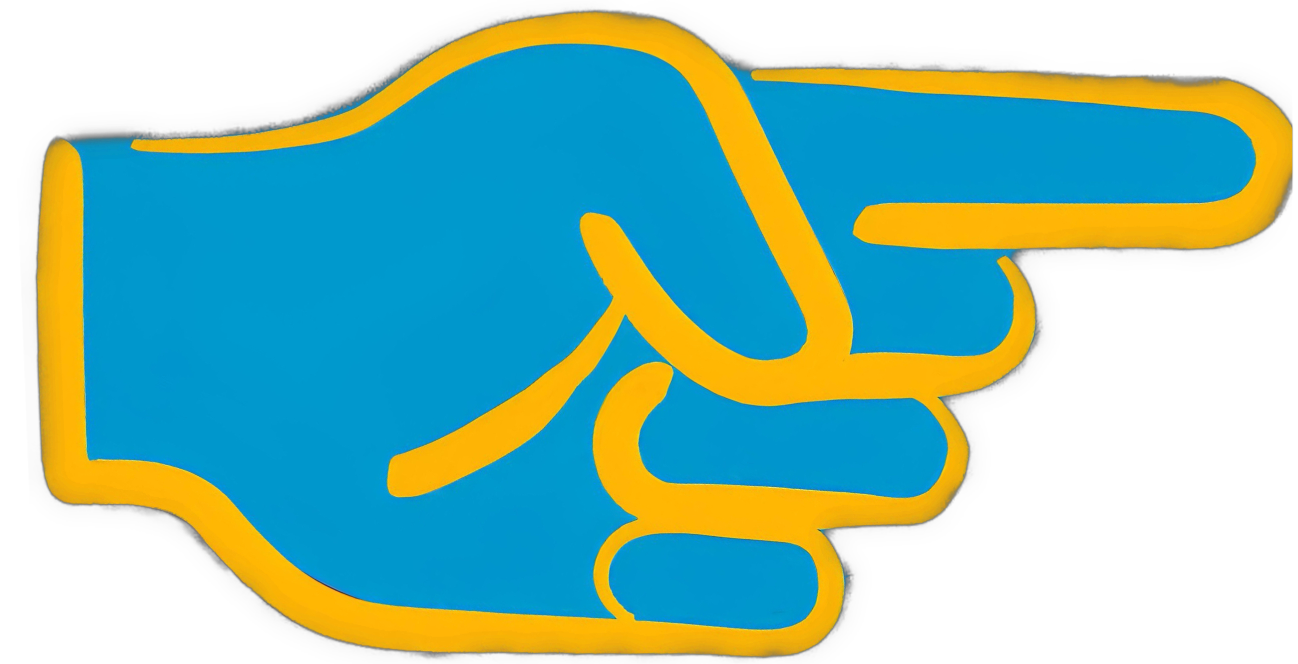 An enhanced graphic of a rich, bright gray-blue colored hand outlined by a thick, muted mustard-yellow line is used as a bullet point.