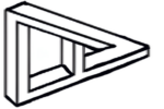 An enhanced 3D graphic of an Escher-like triangle with a cross piece and the apex pointing to the viewer’s right is used as a bullet point.