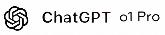A white with black interlocking links Ring on left for ChatGPT o1 Pro mode logo on ivory background.