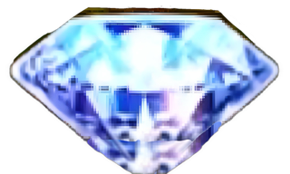 A photographic cutout of a multi-faceted blue shiny diamond is used as a bullet point.