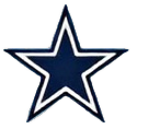 An enhanced image of the Dallas Cowboys' five-point dark blue star with an inner white surround is used as a bullet point.