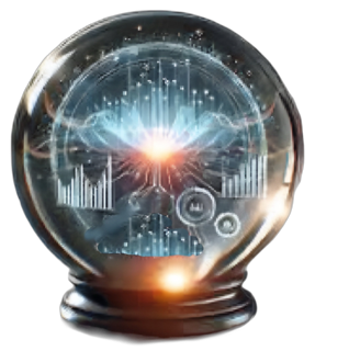 A 3D silver with some blue interior snow globe on a black wood round base is used as a bullet point.