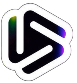 An enhanced colorized three-sided throwing black boomerang with bright neon blue tips on the right side, surrounded by white with a thin black outline, is used as a bullet point.