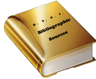 An enhanced 3D cutout drawing of a golden book titled “D.T.O.I. Bibliographic Sources” is used as a bullet point.