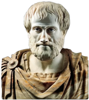 An enhanced Roman bust of Aristotle, enhanced by AI to have blue eyes.
