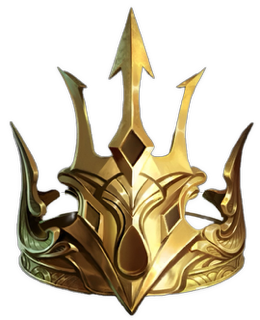 An enhanced cutout drawing of a five-spiked metallic gold crown is used as a bullet point.