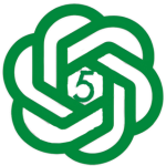 For visual identification, ChatGPT's logo is an enhanced cutout of three green interlocking racetracks, with the same green number five in Futura font dead center.