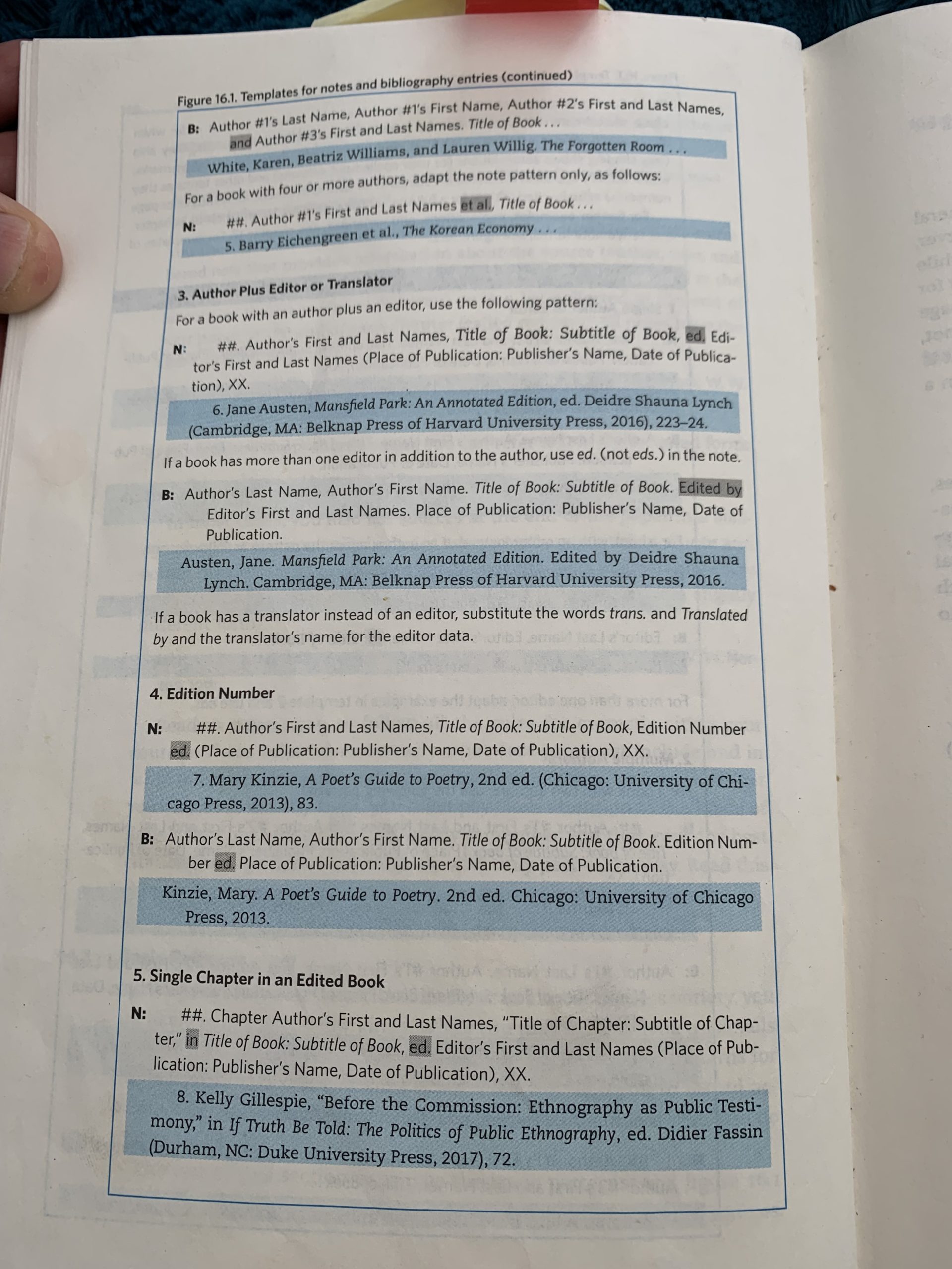 One of four pages from Turabian’s book on citations