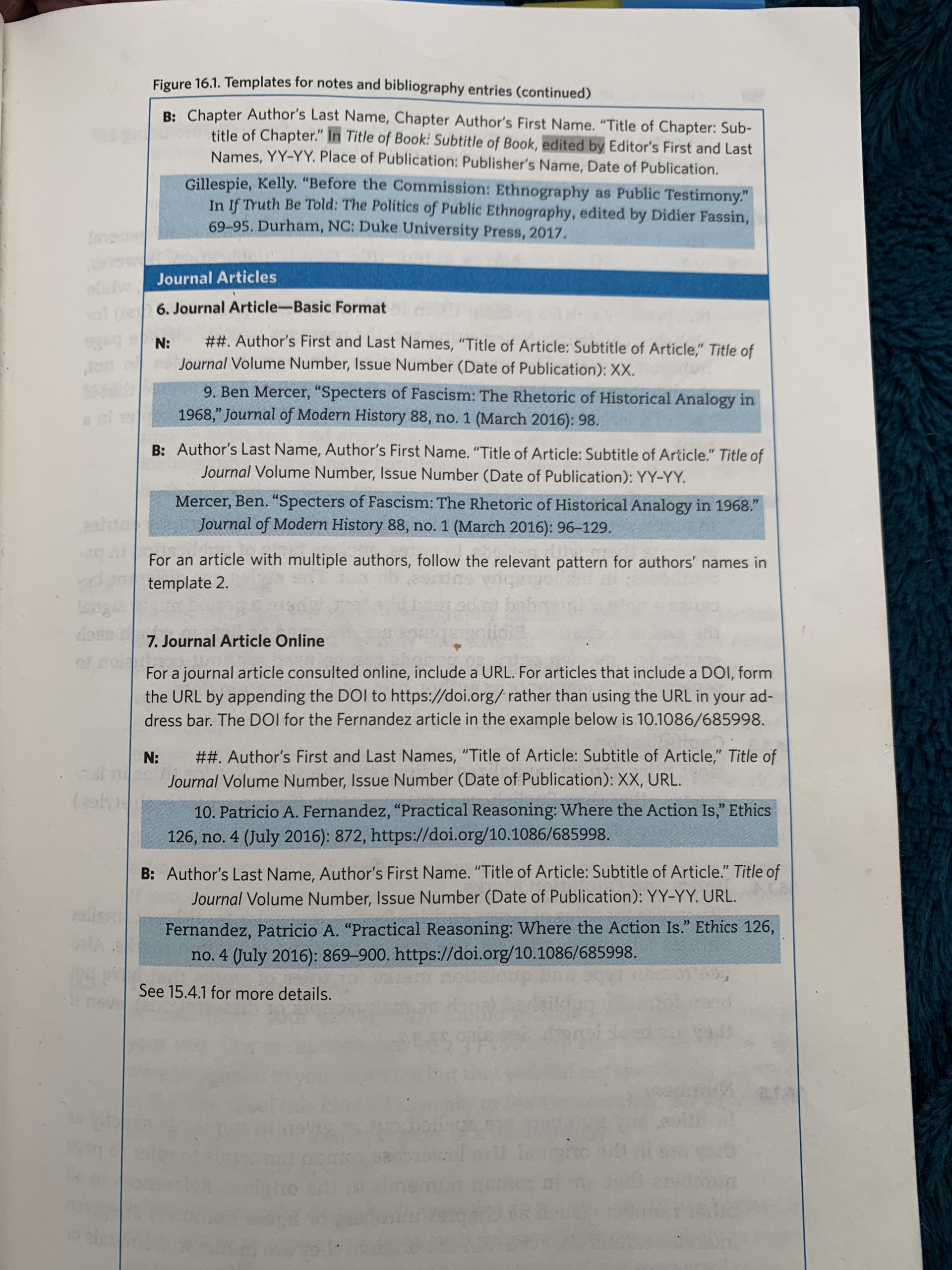 One of four pages from Turabian’s book on citations