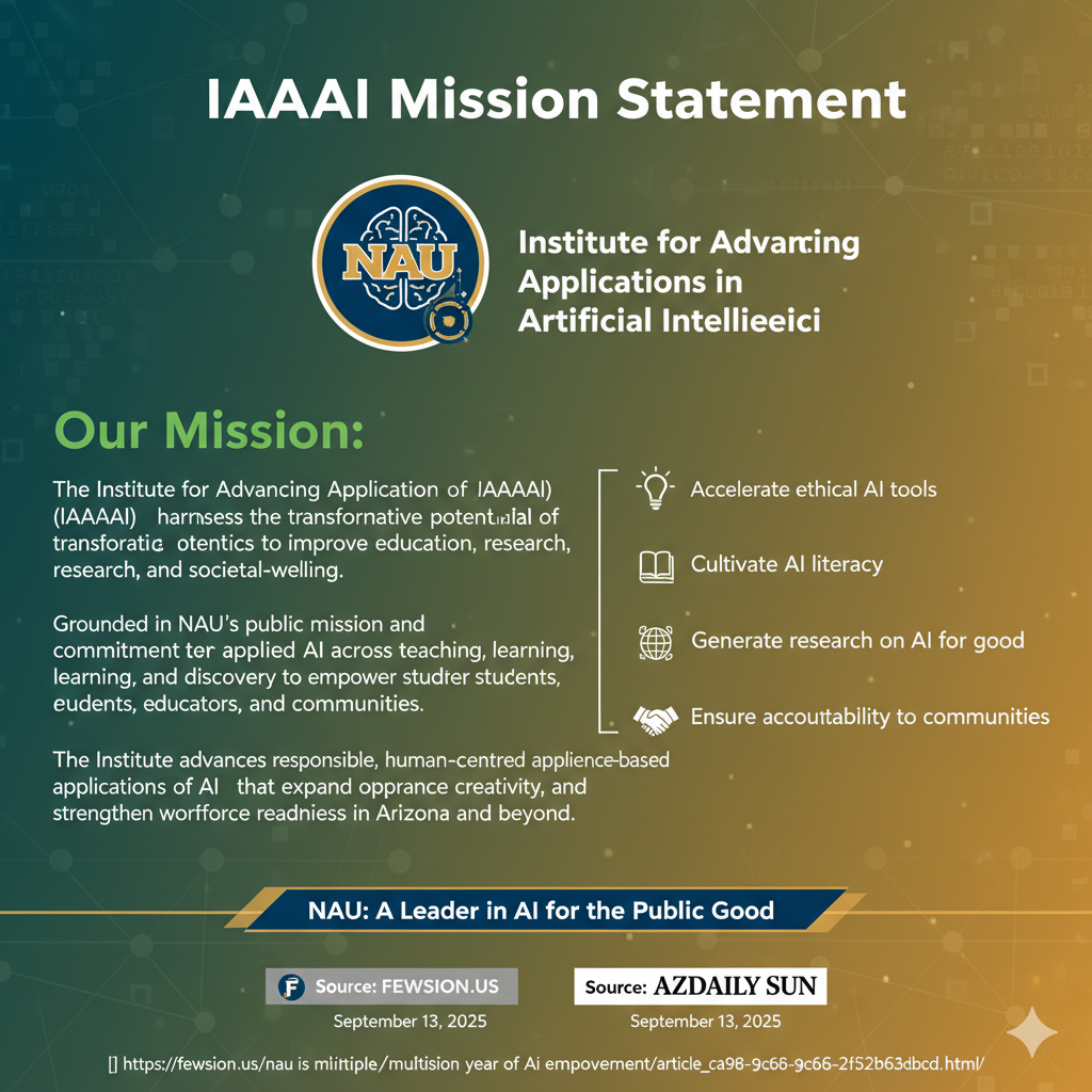 An AI-generated graphic by Gemini 2.5 Pro of the mission statement for IAAAI.