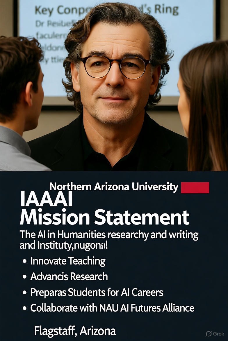 Grok 4 created a graphic poster highlighting the four main principles outlined in the Institute for Advancing Applications in Artificial Intelligence's mission statement.