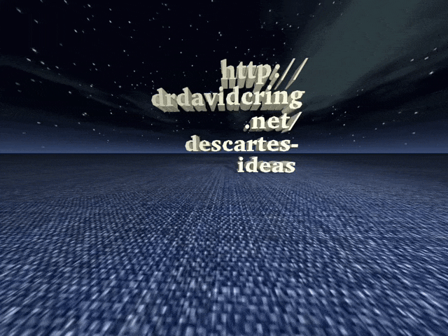 An animated GIF of the white rotating URL on a dark blue receding background, featuring http://drdavidcring.net/descartes-ideas, is used to identify the website.