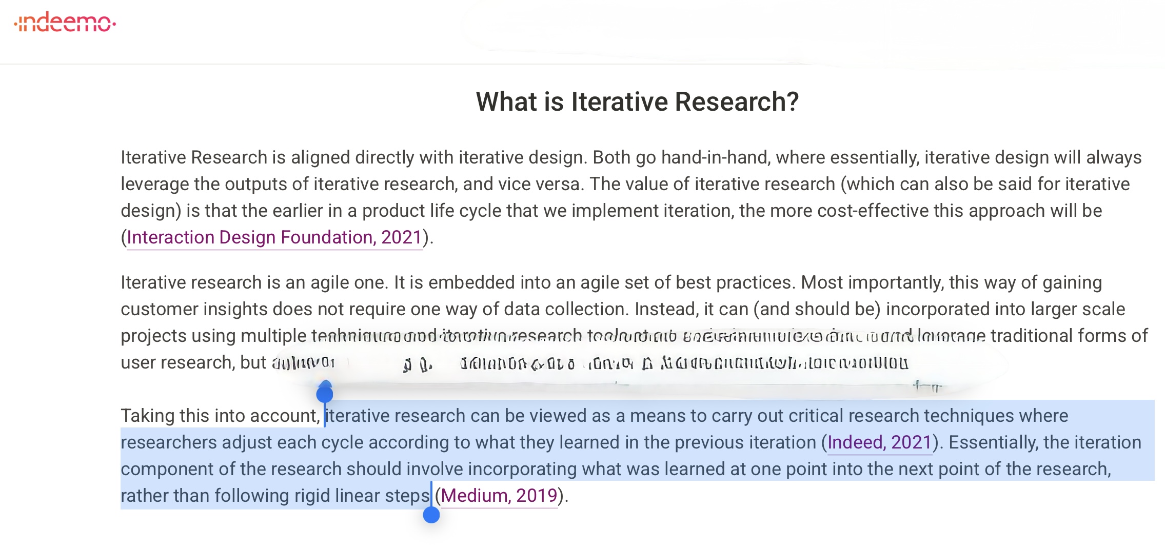 A screenshot of three paragraphs explaining “What is Iterative Design?.”
