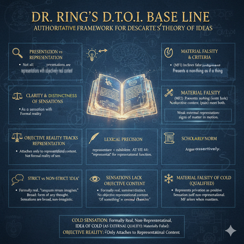 An AI-generated graphic by Google’s Gemini 2.5 Pro (?) if a dark blue background with eleven category boxes representing key points in Dr. Ring’s D.T.O.I. Base Line is used as a featured image.