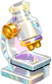 An enhanced drawing of a multi-colored thick microscope with some good features facing to the right is used as a bullet point.