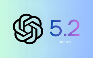 An enhanced pastel green to blue logo for ChatGPT 5.2 Thinking is used for identification.