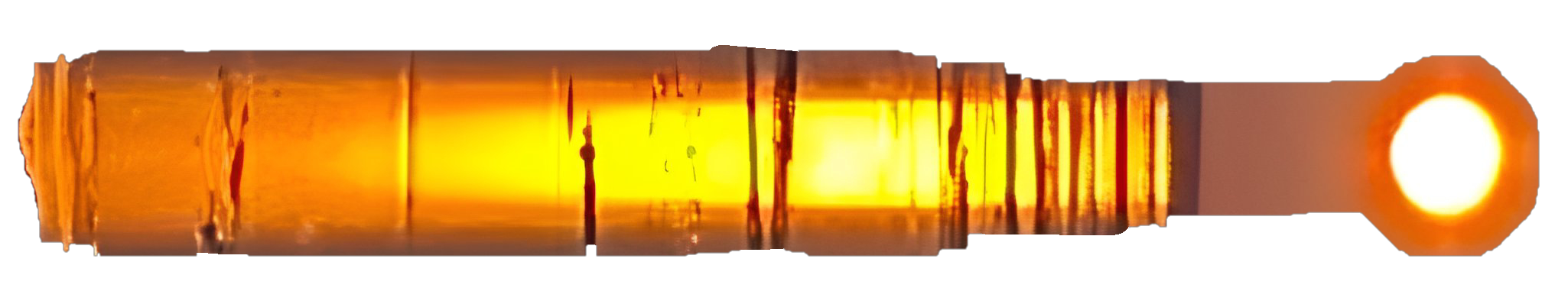 An enhanced photographic cutout of a horizontal image of the white hit sun on the far right, with the reflection of the bright yellow sun on the entire rest of the image, is used as a bullet point.