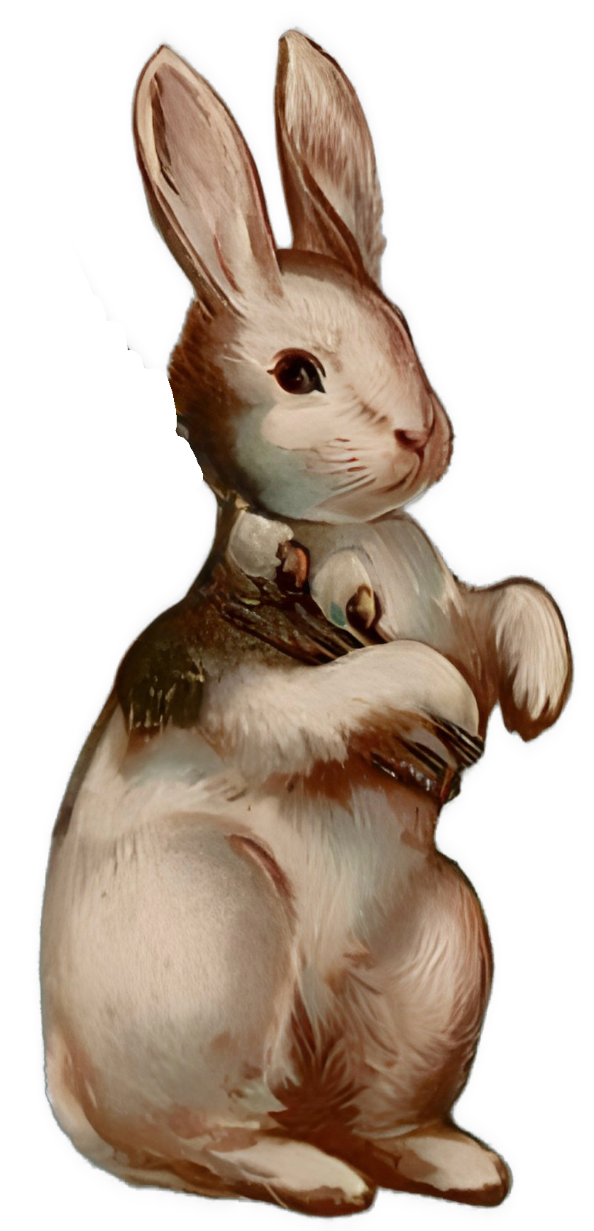 An enhanced cutout of a painting of the Easter Bunny is used for visual identification.