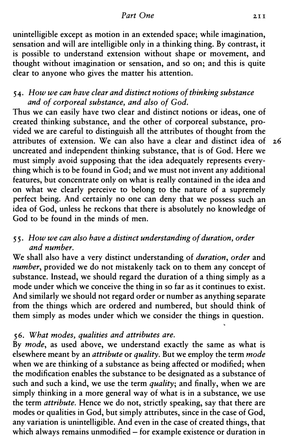 A screen capture of the Cottingham translation of Descartes’s The Principles of Philosophy I.54–56.