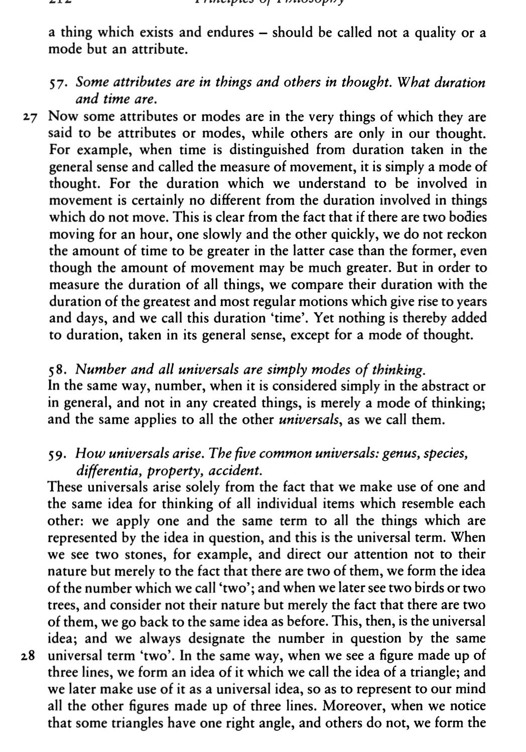 A screen capture of the Cottingham translation of Descartes’s The Principles of Philosophy I.54–56.