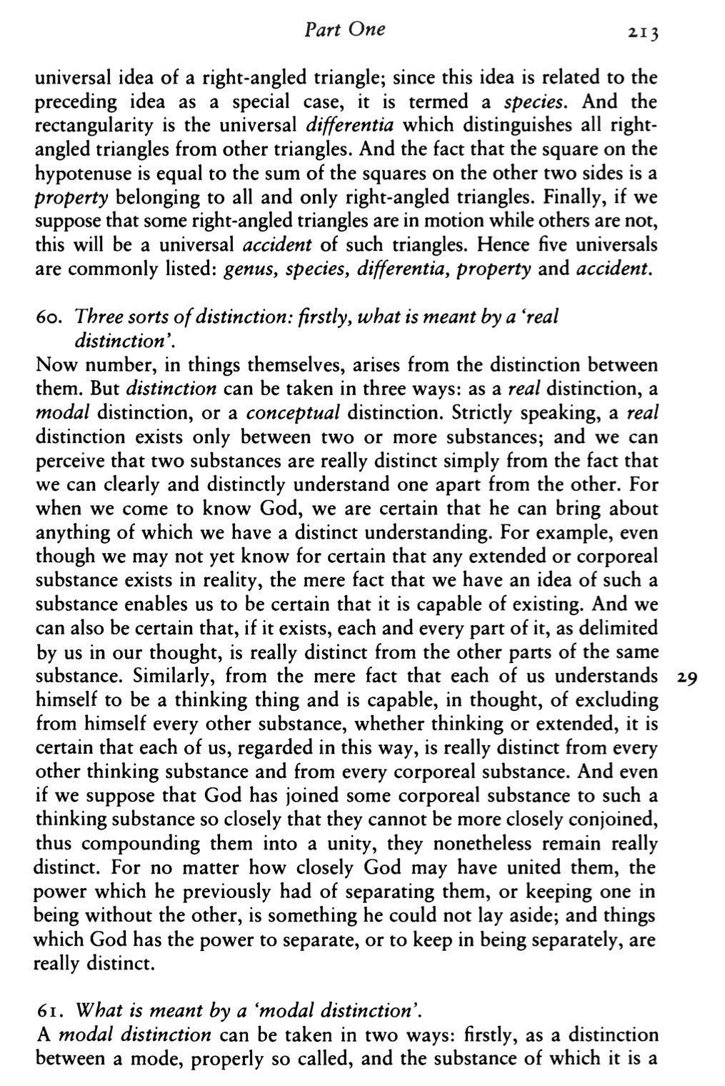 A screen capture of the Cottingham translation of Descartes’s The Principles of Philosophy I.60–61.