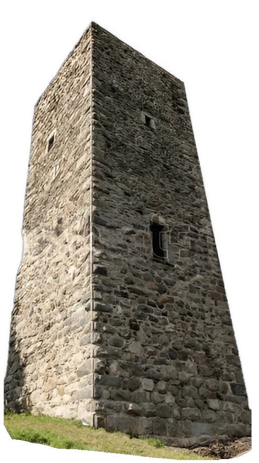A medieval stone square tower.