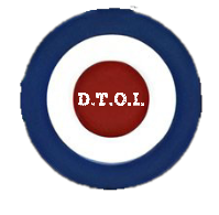 A circular target D.T.O.I. logo with concentric navy-blue, white, and deep-red rings, with the initials centered in white lettering.