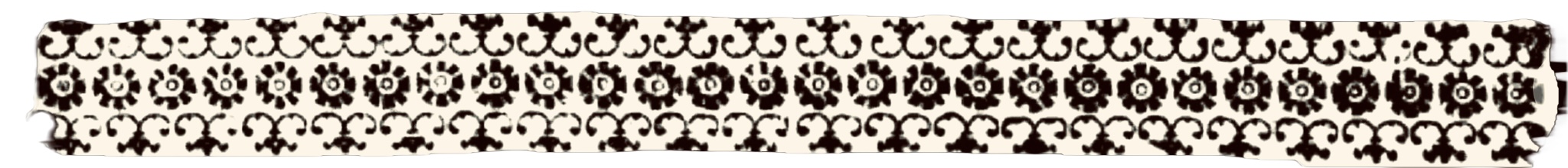 A decorative border strip shows a repeating dark floral pattern on a cream background.